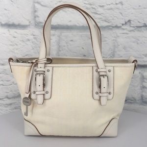 Fossil Signature Jacquard Satchel Bag